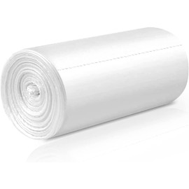 WAIKAS 8 Gallon Trash Bags, 42 Counts, Flag Garbage Bags with No Flaps and No Ties, 55 * 70cm, 8g/pcs, Unscented, White