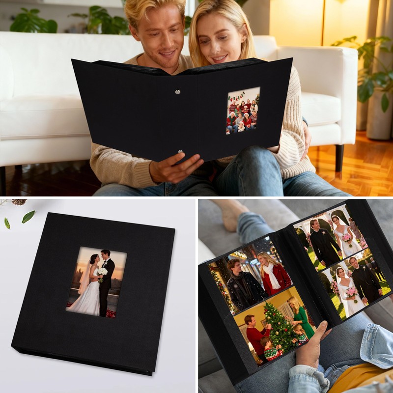 Aevdor 5x7 Photo Album, Holds 320 Photos, Linen Cover, Black