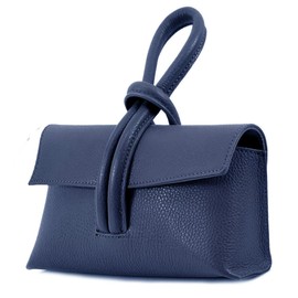 LeahWard Women's Leather Clutch Bag With Loop Handle (Navy)