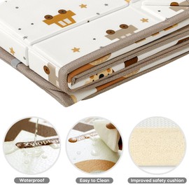 Baby Play Mat for Baby Activity, 50 x 50 Playpen Mat, Foldable Foam Cushioned Playmat, Soft Lightweight Waterproof, Easy to Store Wipeable, Tummy Time & Floor Play, for Babies Infants and Toddler ﻿ ﻿