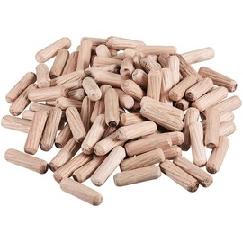 TERF® 200 Pcs Wooden Dowel Pins 8mm X 25mm Wood Dowels Solid Hard Wood Dried Fluted Beveled Hardwood Rods Furniture for Professional Carpenters DIY and Craft Projects