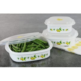 Reston Lloyd Nesting Microwave Containers, Set of 3, Adjustable Steam Vents, Airtight, Meal Prep, BPA-Free Plastic- Freezer & Dishwasher Safe, Cookware & Food Storage, Anyday Cookware, Fresh Lemons
