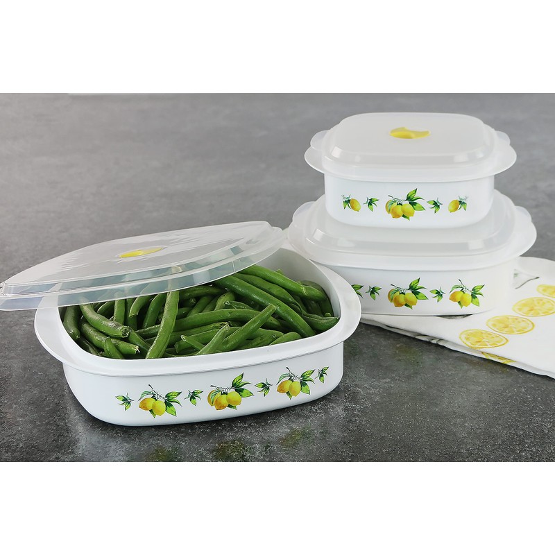 Reston Lloyd Nesting Microwave Containers, Set of 3, Adjustable Steam