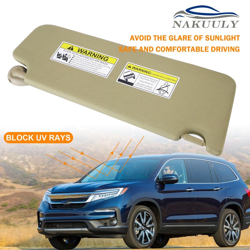 Right Passenger Side Sun Visor Beige Compatible with 2016-2022 Honda