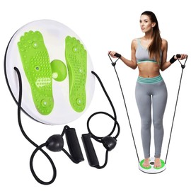Golgner Twist Waist Disc Board with Pull Rope, Twisting Waist Disc Balance Board, Twist Waist Torsion Disc, Foot Massage Board for Hips and Waist Fitness and Exercise, Home Fitness Equipment, Green