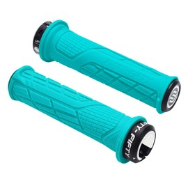 FIFTY-FIFTY MTB Grips, Bicycle Grips Made of Non-Slip Rubber, Single Lock-on Bicycle Grips / Handlebar Grips MTB for Mountain Bike, Enduro, Downhill, Trail, E-Bike (Turquoise