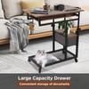 FAHKNS C Table with Wheels, Adjustable Couch Table with Charging