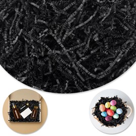 Darfukei Shredded Paper For Gift Baskets, 8oz Crinkle Paper, Black Crinkle Paper Filler, Crinkle Cut Paper Shred For Birthdays, Weddings,Boxes Bags, Basket Filler,Anniversaries,Gift Wrapping