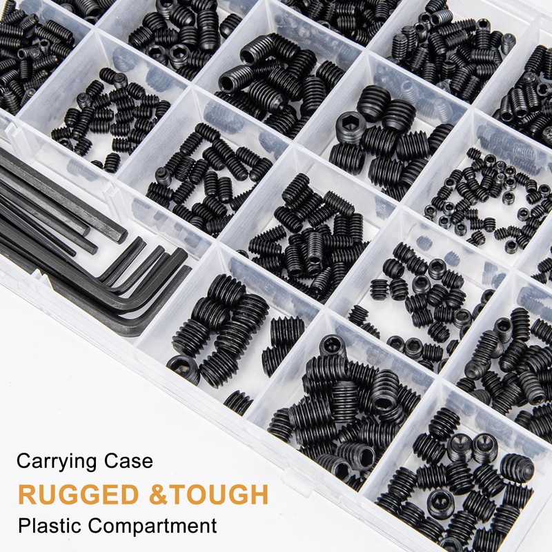VIGRUE 1105PCS 25 Sizes Metric & SAE Set Screw Assortment