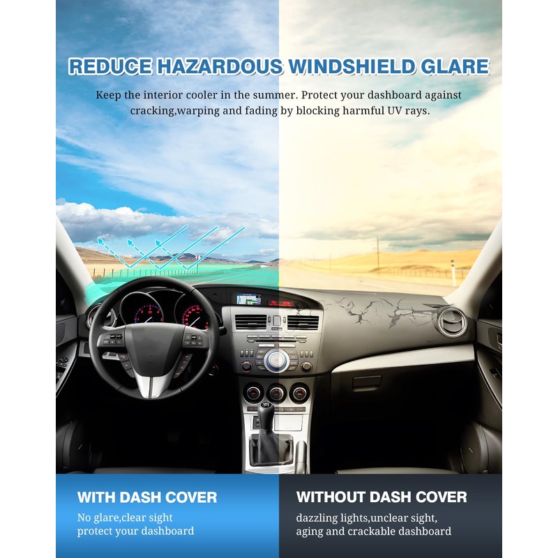 FIILINES Dash Cover Compatible with Mazda 3 2010 2011 2012