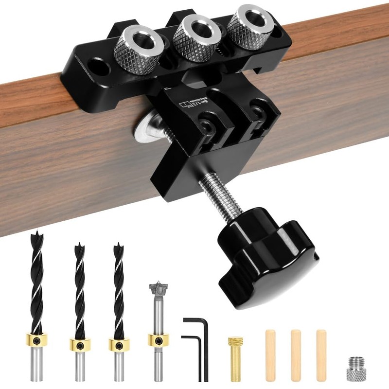 Flintronic 3 in 1 Doweling Jig Kit, 12Pcs Self Centering