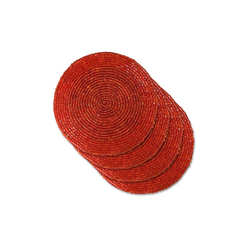 Red Beaded Coasters Set of 4#76-241