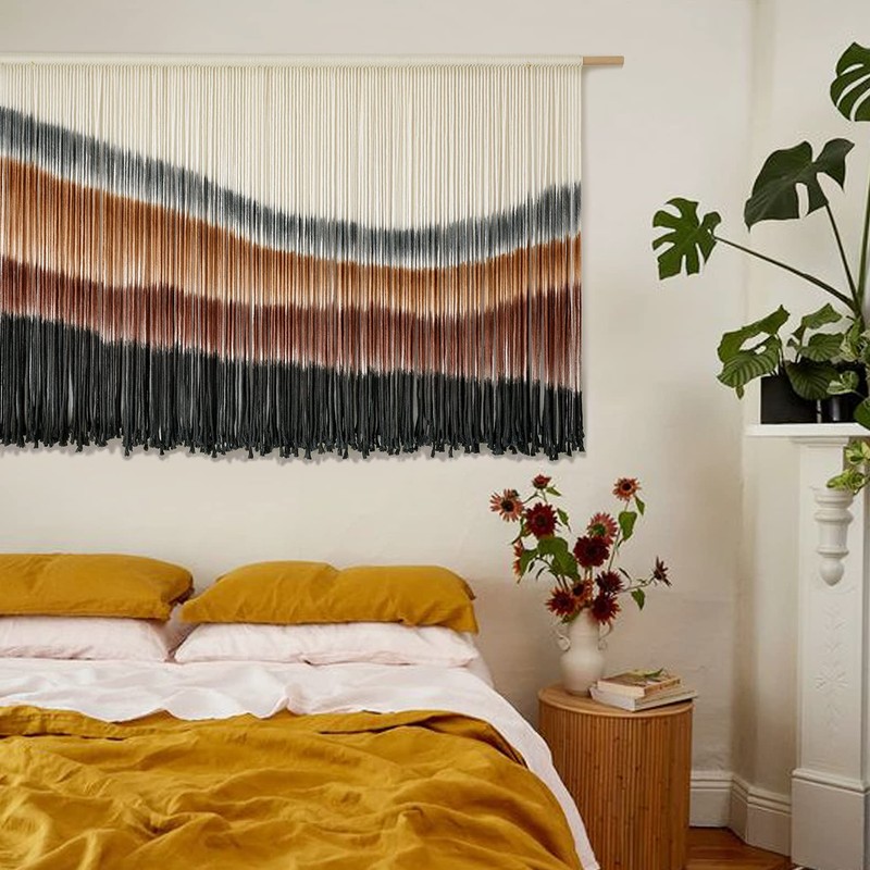 Flber Macrame Wall Hanging Macrame Wall Decor Large-Scale Tie-Dye Tapestry