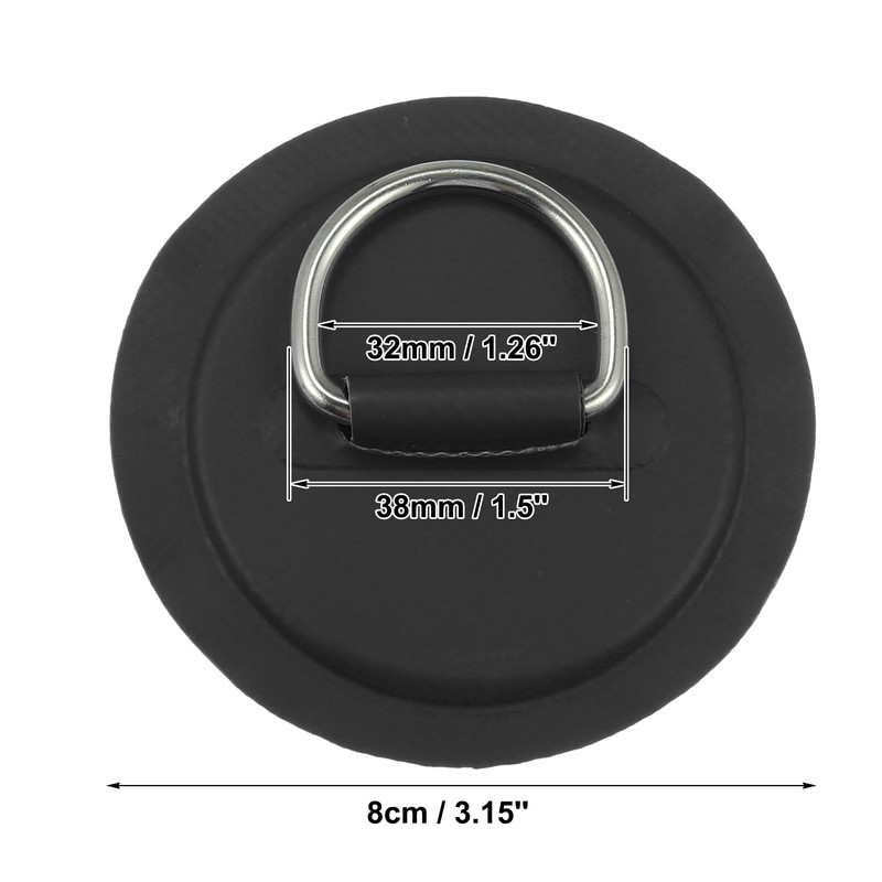 X AUTOHAUX 8pcs 8cm Black D Ring Patch Pad PVC