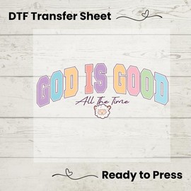 God Is Good DTF Transfer Sheet - Christian Pastel Faith Design - Size: 6" Toddler