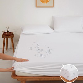 Fitted Sheet Waterproof Double Waterproof Sheet Side Waterproof Single Box Fully Waterproof Bed Sheet Mattress Futon Cover Nursing Sheets for Adults Baby Nursery Care Pets Dust Mite Resistant Washable