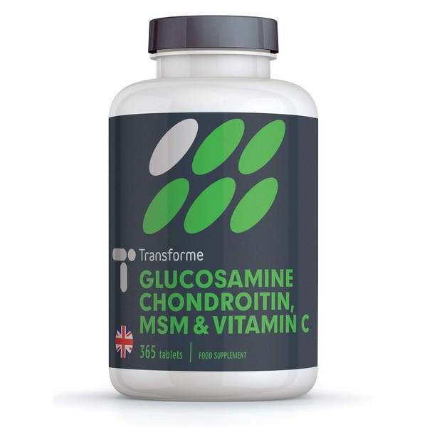 Glucosamine Chondroitin MSM Vitamin C Tablets, High Strength Complex, 365