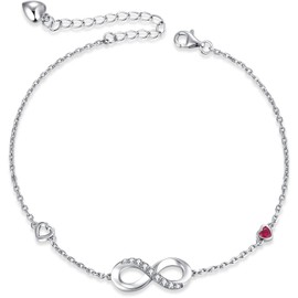 Jiahanzb Women Anklet Infinity 925 sterling Silver Endless Love Symbol Charm Adjustable Women Anklet