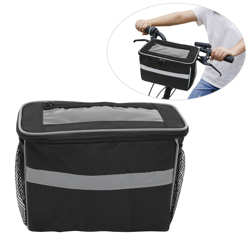 Mountain Bike Bicycle Handlebar Front Basket Bag with TPU Touchscreen
