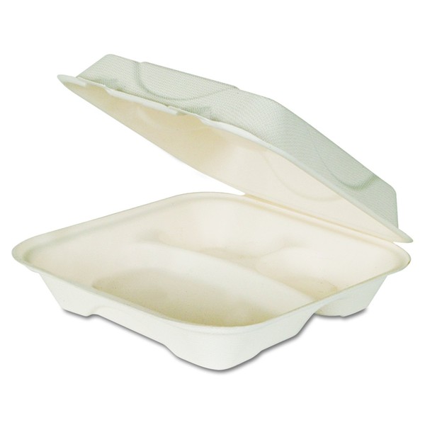 Eco-Products Compostable 3-Compartment Takeout Containers - Case of 200 - EP-HC93