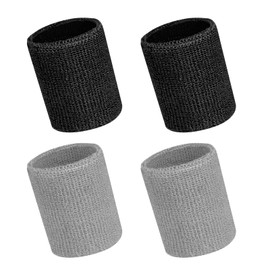 DHWEKU Pack of 4 Sweatbands, Sweatband Wrist, Fitness Arm Sweatband, Sports Sweatband Wristband, Soft Cotton, for Tennis, Handball & Running