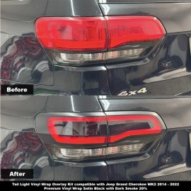 Crux Motorsports Tail Light vinyl wrap overlay kit Satin Black compat. w/ Jeep GC WK2 2014 - 2022