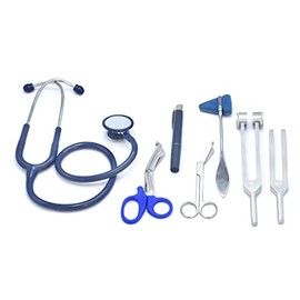 AAProTools Stethoscope Dual Head Adult + Matching EMT Shear, Penlight, 128 and 512 Tuning Fork, Matching Color Taylor Hammer and Lister Bandage Ideal G (Blue)