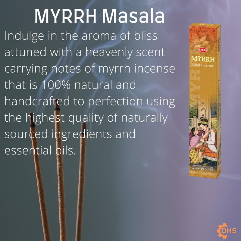 HEM Myrrh Premium Incense Sticks, Full Pack of 12, Each