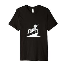 Majestic Unicorn Standing On Rocky Hill Graphic Premium T-Shirt