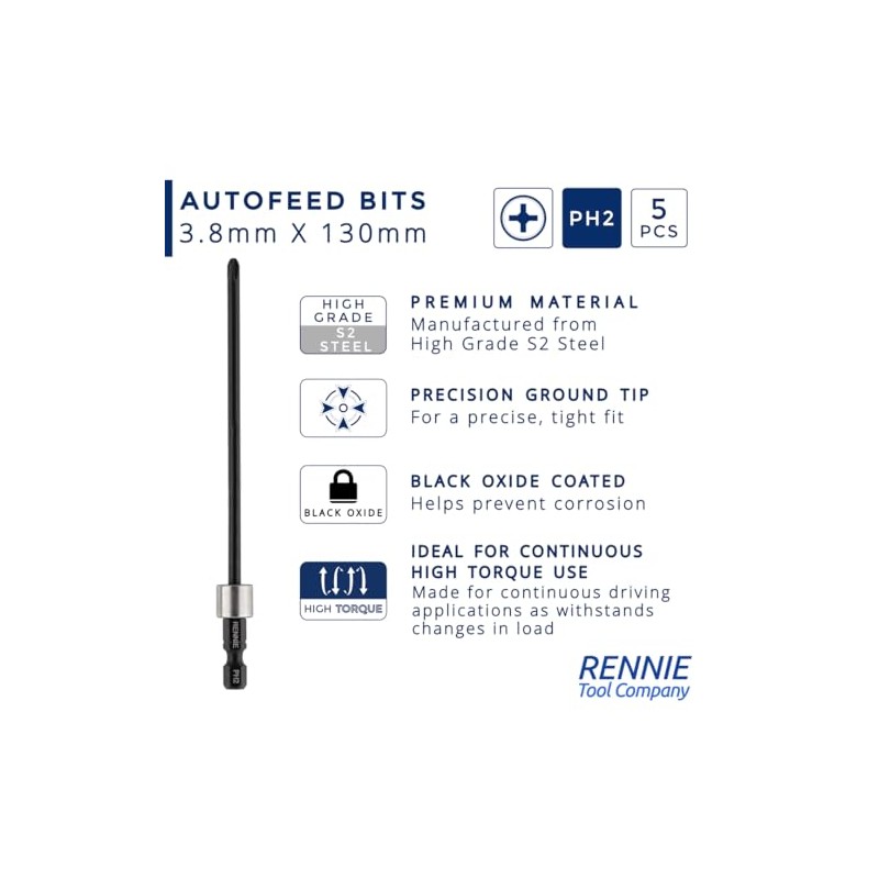 5 x Rennie Tools 130mm Long Compatible with Makita DFS452