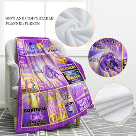 Jekeno Manta de sóftbol, regalos para mujeres y hombres, manta de franela de forro polar suave para deportes, ideal para niños y niñas, jugadoras, ideas de regalos únicas para amantes del sóftbol