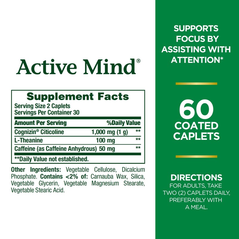 Nature's Bounty Active Mind Dietary Supplement, Supports Focus and Attention,