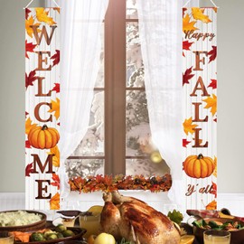Fall Decor Fall Decorations for Home Happy FALL Welcome Hanging Banner Porch Signs for Autumn Harvest Thanksgiving Decorations Outdoor Indoor Banner