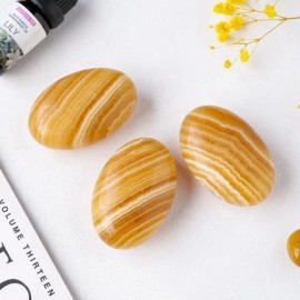 Nature Crystal Wholesale Healing Crafts Natural Crystal Energy Stone Yellow Calcite Palm Stones for Halloween DecorationsColor: Yellow, Size: 100-150g