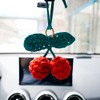 AMIORO Hand Knitted Cherry Pendant Hanging Ornament for Car Rear