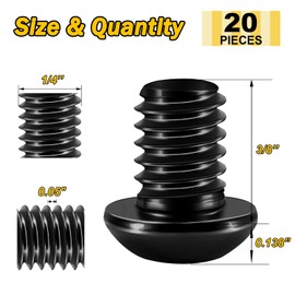 Mywish 1/4-20 x 3/8" 20Pcs Button Head Socket Cap Bolts Screws, 304 Stainless Steel 1/4 Bolts, Allen Drive Furniture Screws, Black Oxide & Hex Spanner