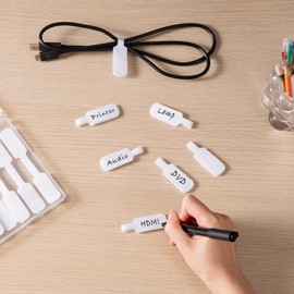 Trilancer Cable Labels, Cable Labelling, Reusable, Pack of 35, White, Writeable Cable Labels, 4 cm x 2 cm Writing Surface for Identifying Cables, Large, Wires, Versatile