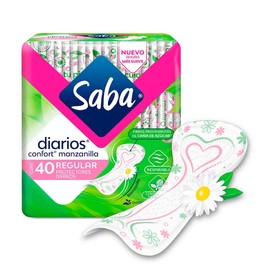 Saba Diarios Confort Manzanilla, Protectores Diarios Regular, 40 Piezas