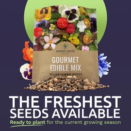 Wildflower Seeds Edible Flowers Mix - 1 Ounce Over 7,000 Open Pollinated Annual and Perennial Seeds