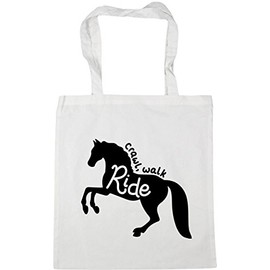 Hippowarehouse Crawl, Walk, Ride Horse Riding Tote Shopping Gym Beach Bag 42cm x38cm, 10 litres