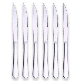Berglander Stainless Steel Steak Knives Heavy Duty Steak Knife for Chefs Great For BBQ Weddings Dinners Parties Homes Kitchens Flatware Cultery set Silverware Pack of 6