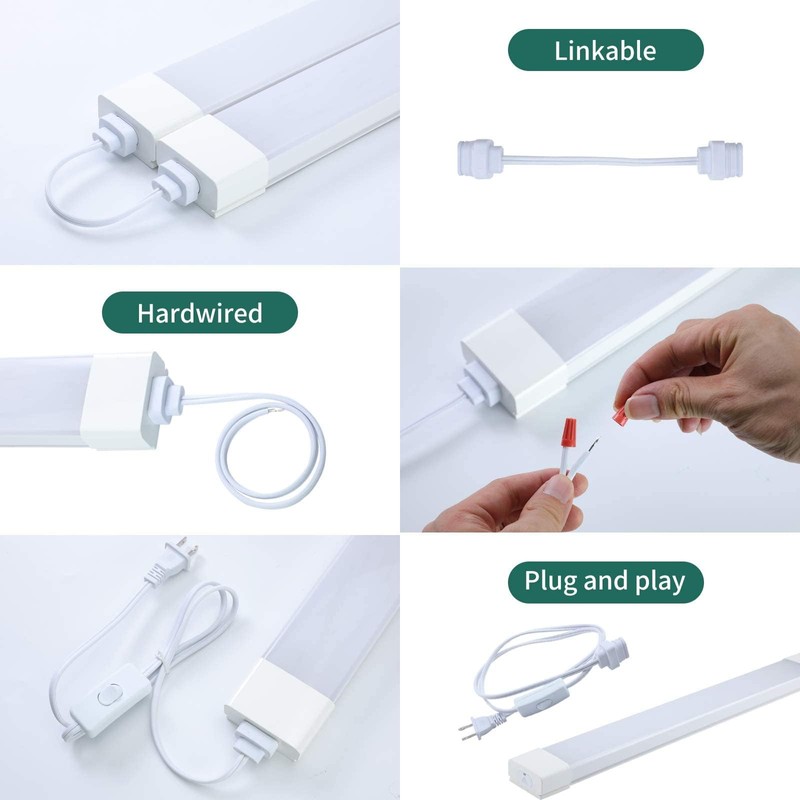 5000K LED Ceiling Light Fixture, 2FT with Plug Linkable, 2PCS