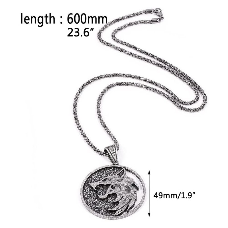 Stylebest Witcher Necklace Wolf Medallion, Meticulously Crafted Zinc Alloy Pendant