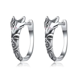 Fox Earrings Sterling Silver Hoop Earrings Fox Jewellery Gifts for Women