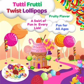 Albert's Candy Rainbow Tutti Frutti Twist Lollipops, 12 Count, (2 Packs of 6)