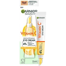 Garnier- Crema para ojos, con 4% de vitamina C, tratamiento iluminador para ojos, ojeras, previene las bolsas debajo de los ojos