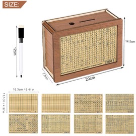 Wooden Money Box, Retro Money Box Storage Box, Piggy Bank with Marker, Reusable Money Box with Savings Target €500 €1,000 €2,000 €3,000 €5,000 €10,000 Euro (Pack of 8)