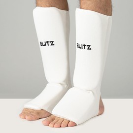 Blitz Elastic Shin & Instep Pads - White - Large