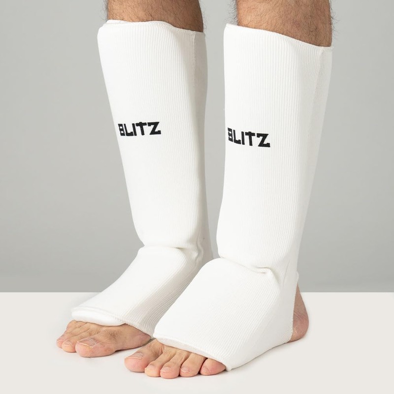 Blitz Elastic Shin & Instep Pads - White - Large