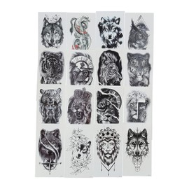 Etiqueta Engomada del Tatuaje de los Hombres, 16 Hojas de Tatuajes Falsos a Prueba de Agua Tigre Lobos Patrón de Animales Tatuaje Sticke Tatuajes Extraíbles de Larga Duración para Hombres Y Mujeres